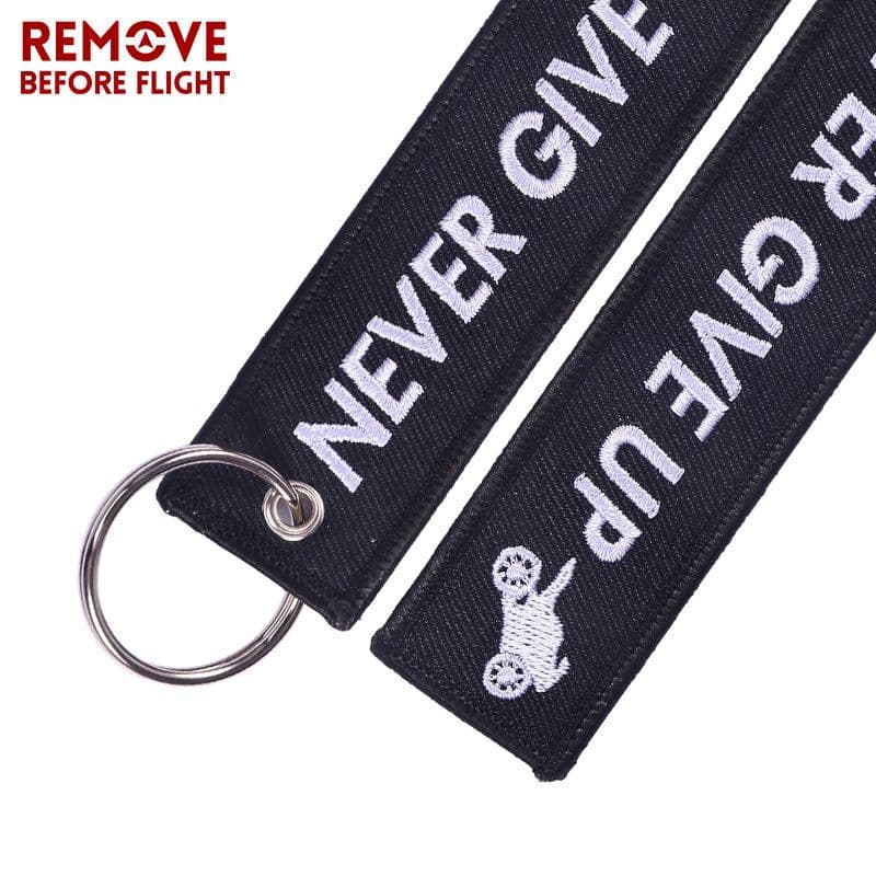 image-NEVER GIVE UP Motorcycle Keychain - Black