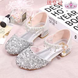 image-Princess shoes, crystal shoes, girls' flat-soled children's autumn shoes, little princess soft-soled shoes, host catwalk dress performance shoes