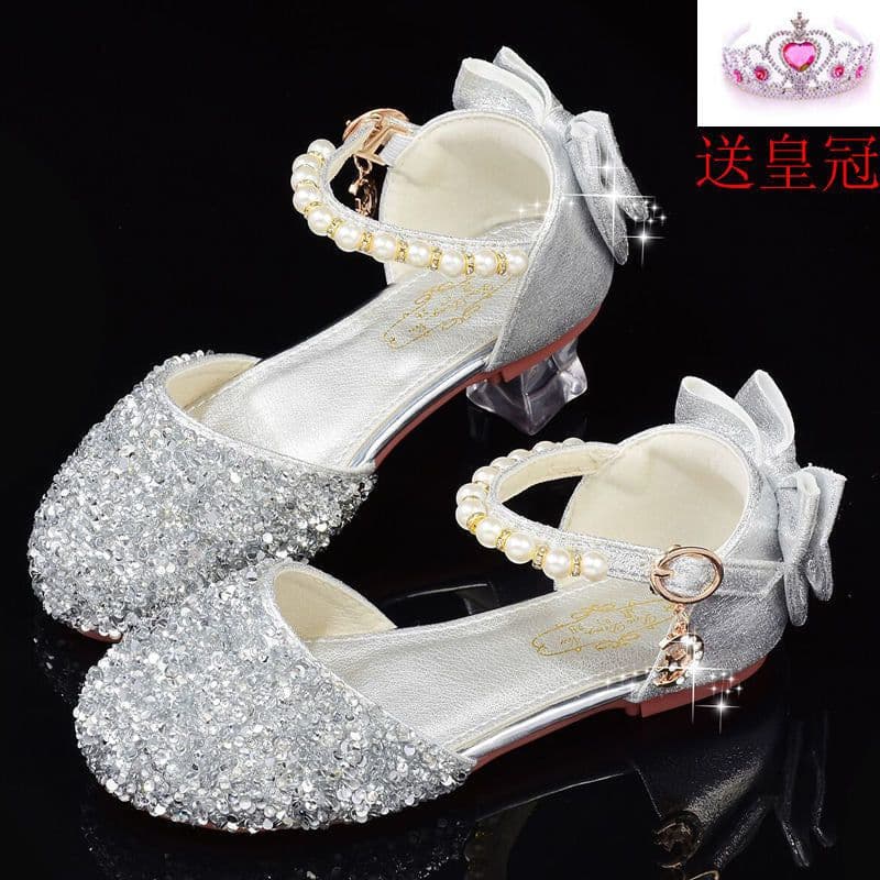image-Princess shoes, crystal shoes, girls' flat-soled children's autumn shoes, little princess soft-soled shoes, host catwalk dress performance shoes