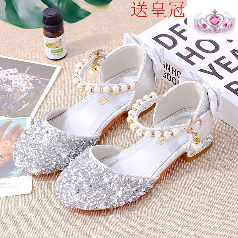 image-Princess shoes, crystal shoes, girls' flat-soled children's autumn shoes, little princess soft-soled shoes, host catwalk dress performance shoes