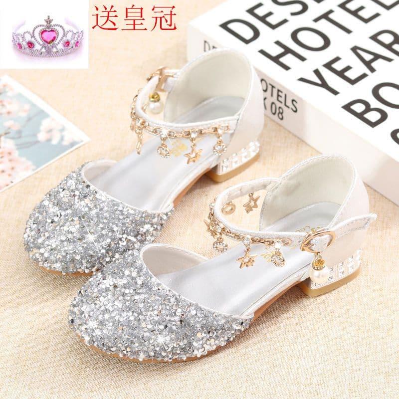 image-Princess shoes, crystal shoes, girls' flat-soled children's autumn shoes, little princess soft-soled shoes, host catwalk dress performance shoes