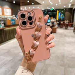 image-Suitable for iPhone14 mobile phone case electroplated love plush bracelet 14Promax Apple 15 protective cover 13 anti-fall