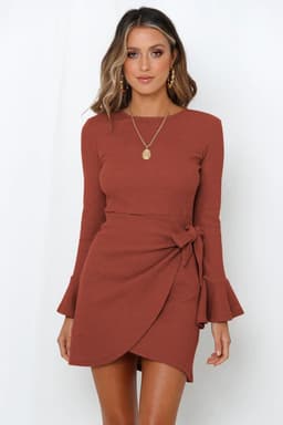 image-Factory direct sales Europe and the United States fashion autumn clothes small trumpet ruffles long-sleeved slim bow temperament high-end dress