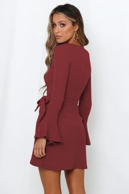 image-Factory direct sales Europe and the United States fashion autumn clothes small trumpet ruffles long-sleeved slim bow temperament high-end dress