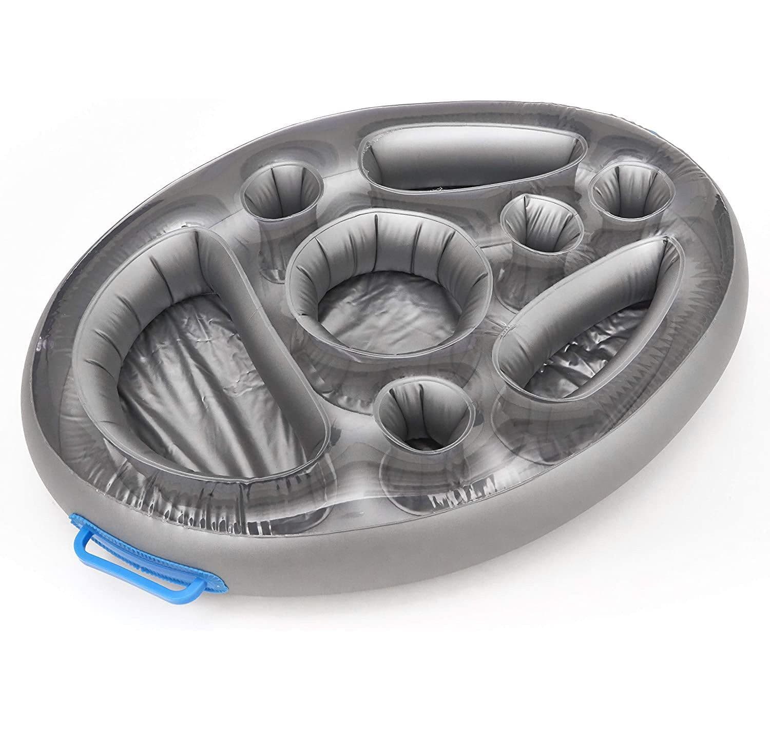 image-PVC Inflatable Drink Holder Cup Seat Porous Coaster Fruit Wine Mobile Phone Water Inflatable Ice Bed Swimming Pool Dinner Plate