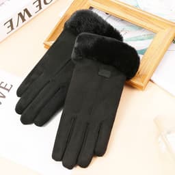 image-Suede warm gloves winter ladies students cute Korean style velvet thickened outdoor cycling touch screen gloves