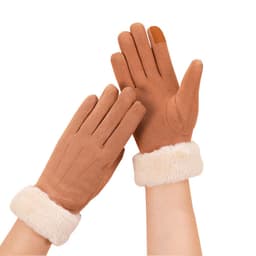 image-Suede warm gloves winter ladies students cute Korean style velvet thickened outdoor cycling touch screen gloves