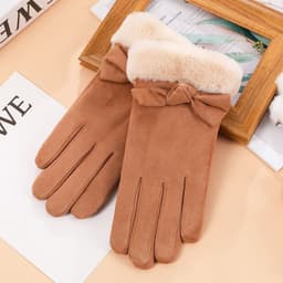 image-Suede warm gloves winter ladies students cute Korean style velvet thickened outdoor cycling touch screen gloves