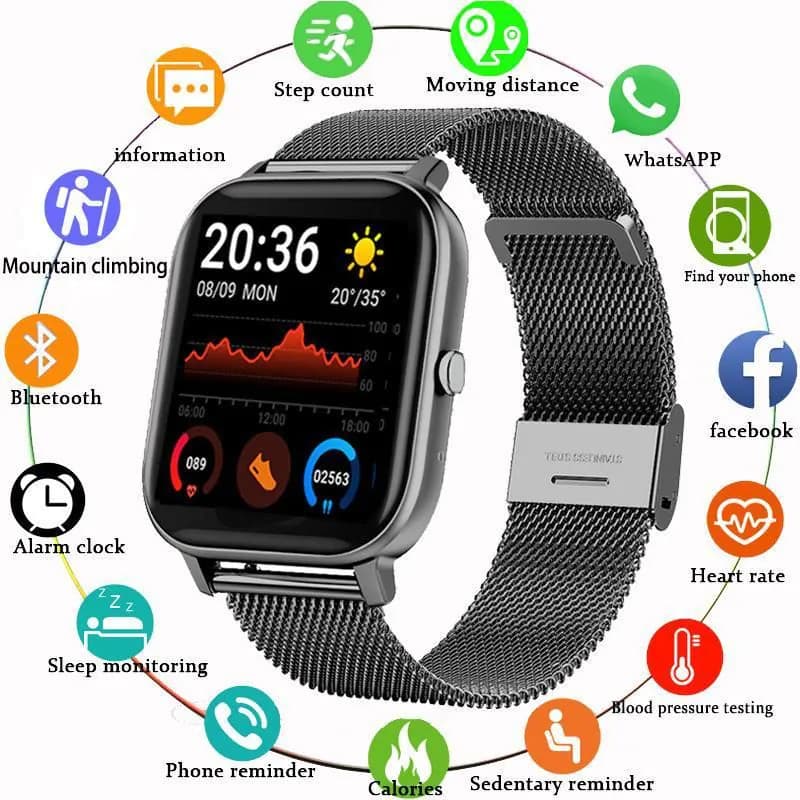 image-Wholesale P8 bluetooth call smart watch heart rate blood pressure color screen sports H10 smart watch 1.69 screen