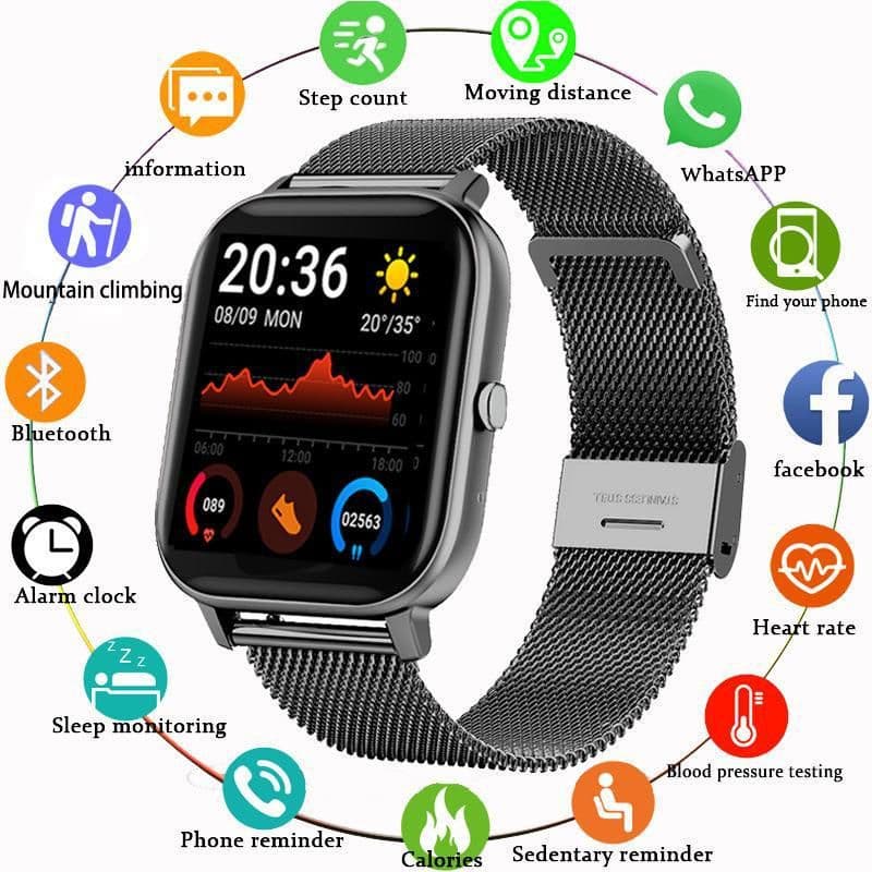 image-Wholesale P8 bluetooth call smart watch heart rate blood pressure color screen sports H10 smart watch 1.69 screen