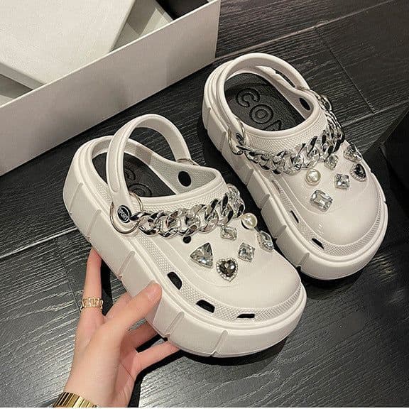 image-Fashion Clogs With Charms Shoes Outdoor Women Slippers Thick