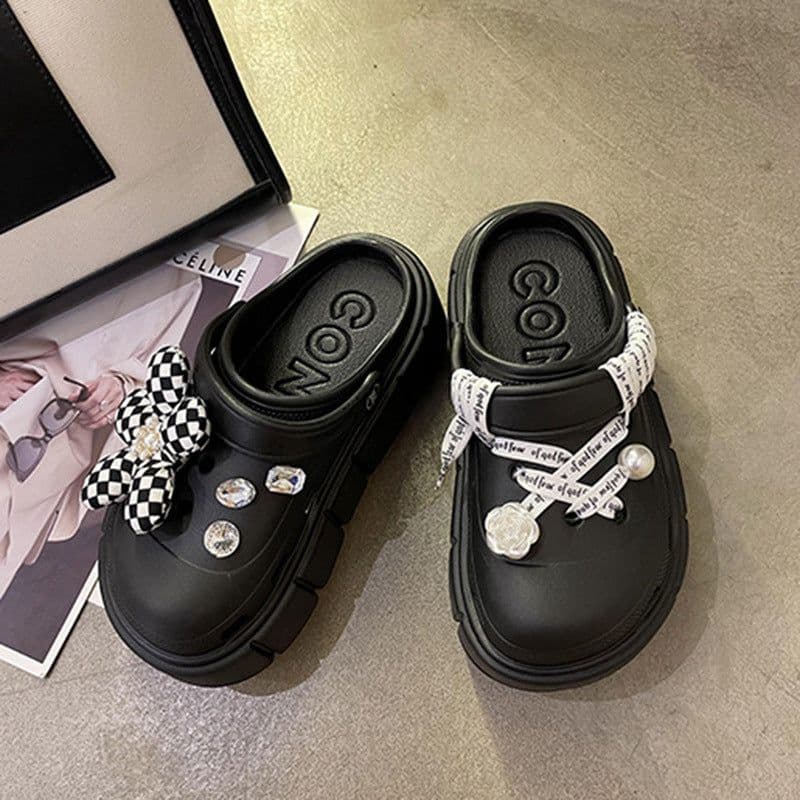 image-Fashion Clogs With Charms Shoes Outdoor Women Slippers Thick