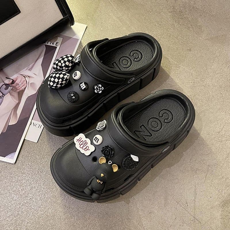 image-Fashion Clogs With Charms Shoes Outdoor Women Slippers Thick