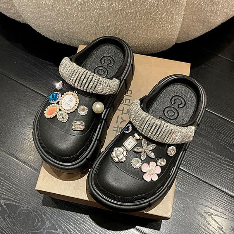 image-Fashion Clogs With Charms Shoes Outdoor Women Slippers Thick