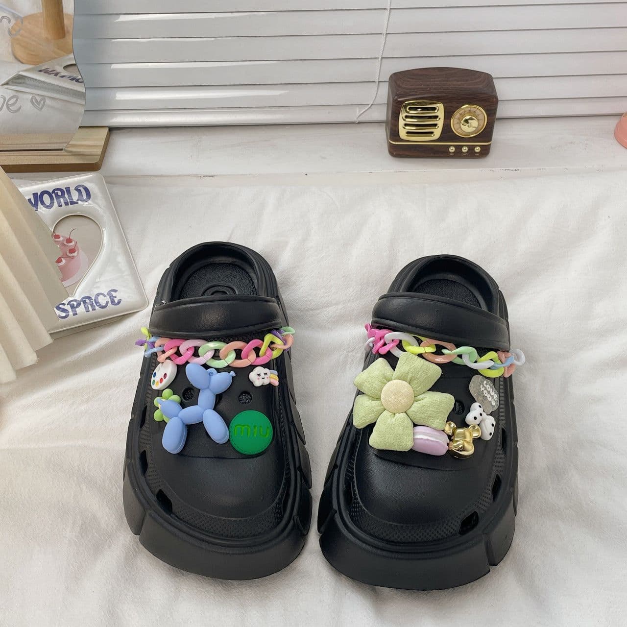 image-Fashion Clogs With Charms Shoes Outdoor Women Slippers Thick