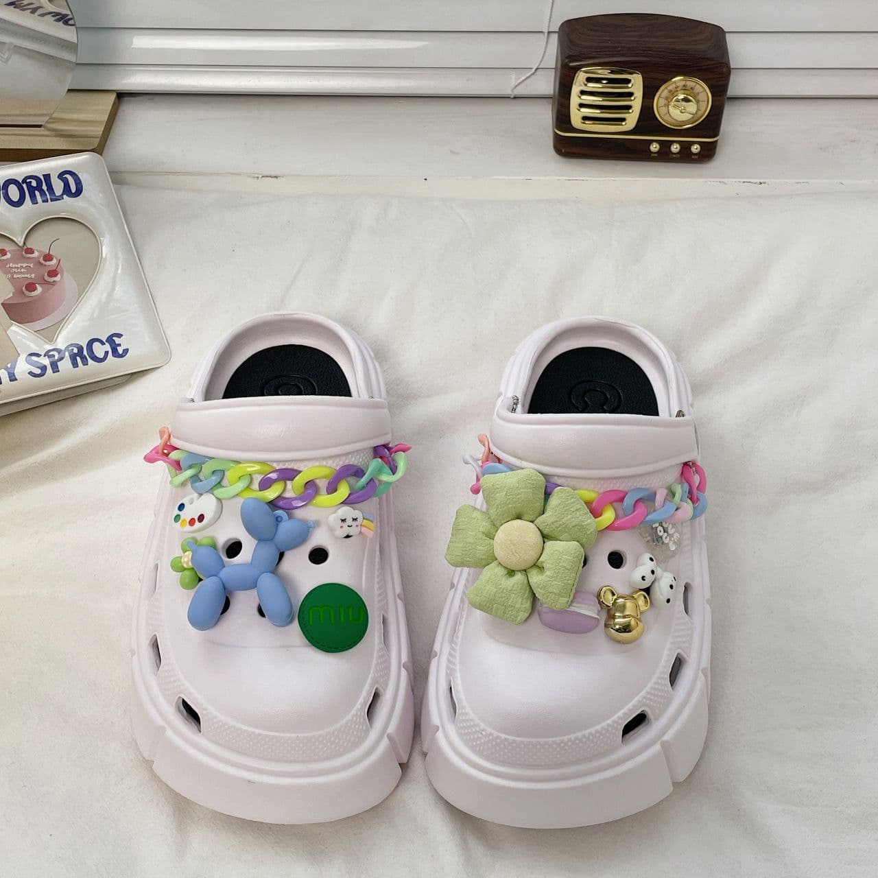 image-Fashion Clogs With Charms Shoes Outdoor Women Slippers Thick