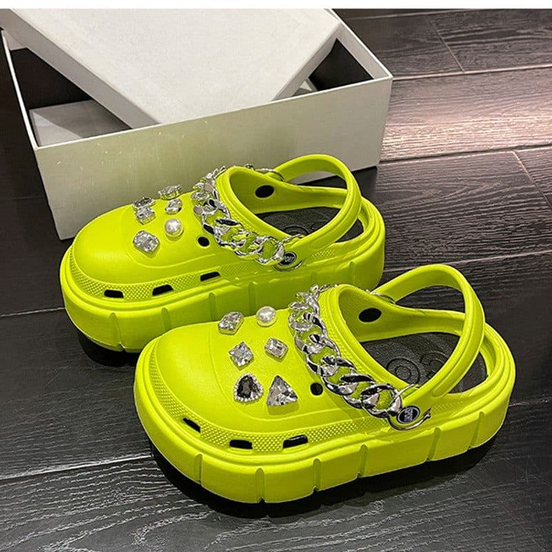 image-Fashion Clogs With Charms Shoes Outdoor Women Slippers Thick