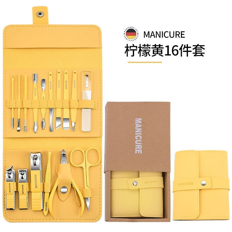 image-Stainless steel nail clipper set nail clipper gift set customized logo 16-piece nail clipper set Douyin hot style