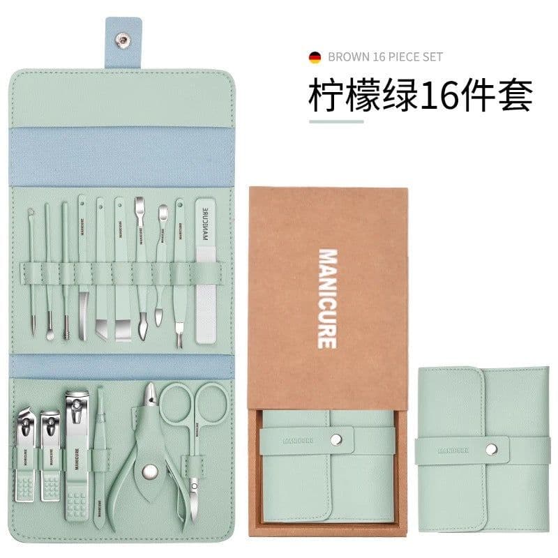 image-Stainless steel nail clipper set nail clipper gift set customized logo 16-piece nail clipper set Douyin hot style