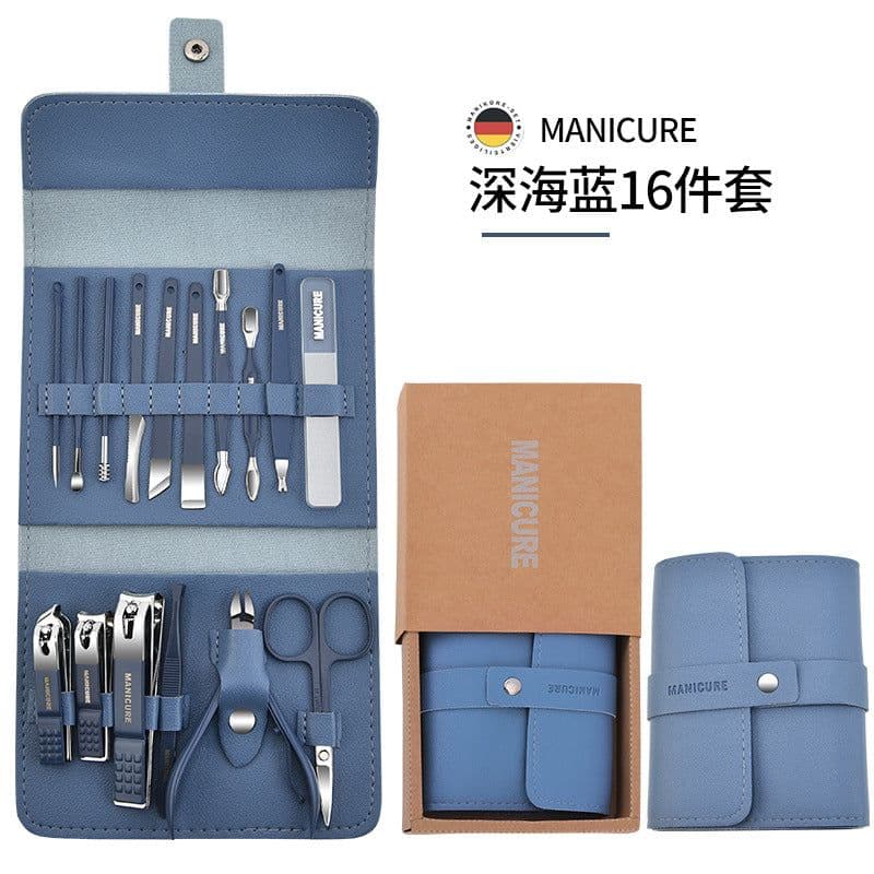 image-Stainless steel nail clipper set nail clipper gift set customized logo 16-piece nail clipper set Douyin hot style