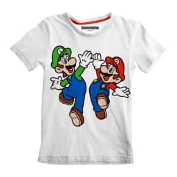 image-Child's Short Sleeve T-Shirt Super Mario Mario and Luigi White