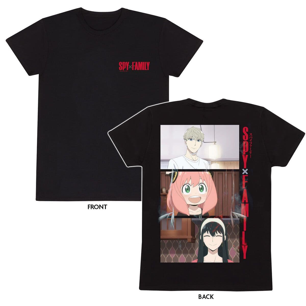image-Short Sleeve T-Shirt Spy X Family Trio Shots Black Unisex