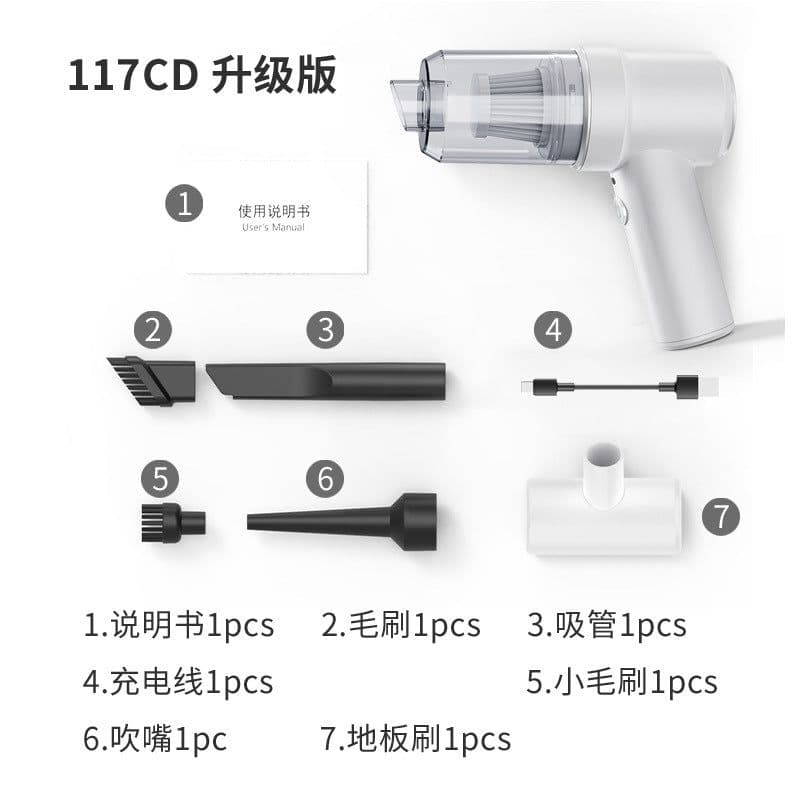 image-Car vacuum cleaner, vacuum blower, wireless charging, small handheld, high-power blower for home use in the car