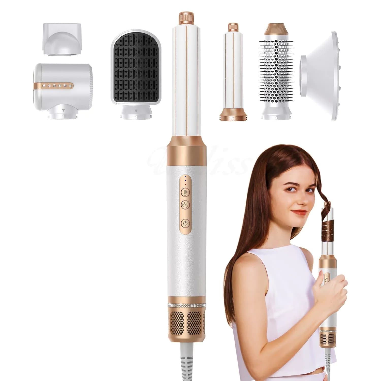 image-Multi-function high-speed brushless noise reduction styling hair dryer for curly hair 7-in-1 hair drying comb replacement hot air comb