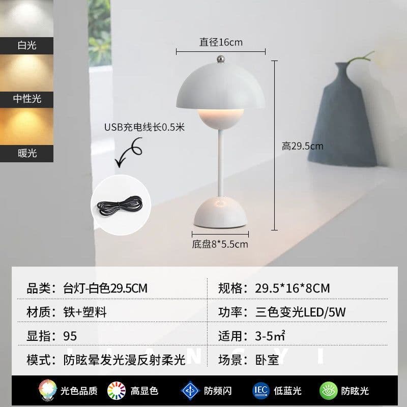 image-Cross-border e-commerce Nordic Danish bud table lamp wedding room bedroom desk decoration atmosphere lamp bedside mushroom lamp
