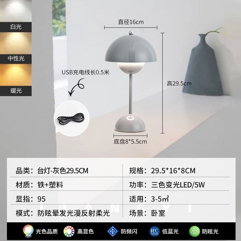 image-Cross-border e-commerce Nordic Danish bud table lamp wedding room bedroom desk decoration atmosphere lamp bedside mushroom lamp