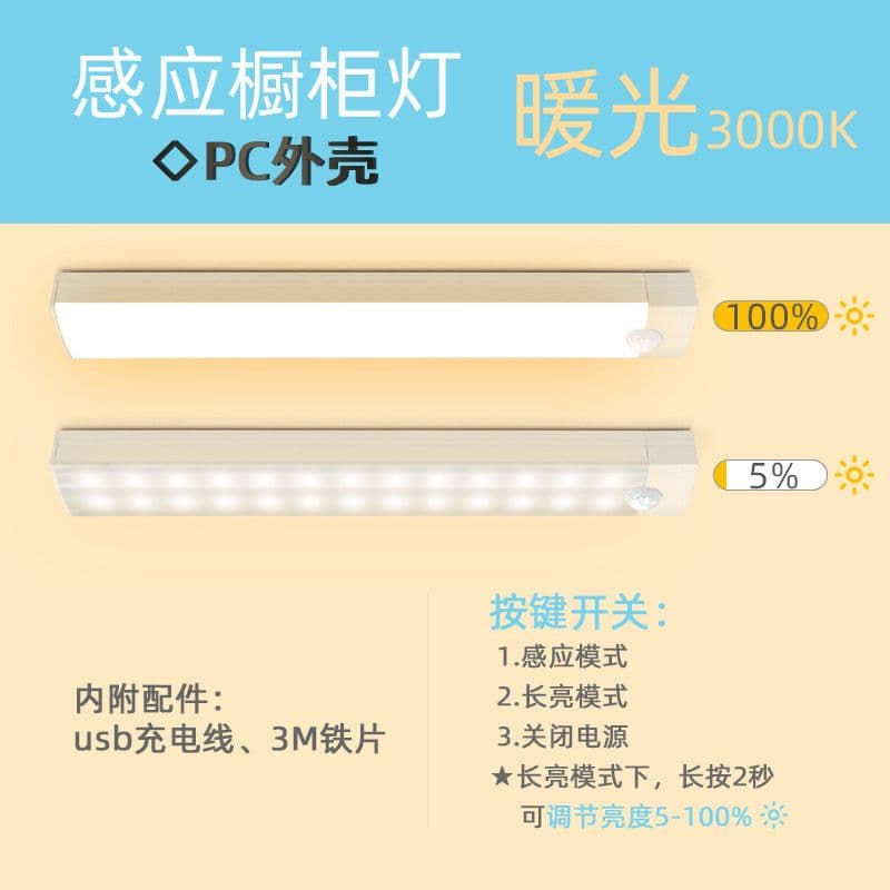 image-Ultra-thin wardrobe light cabinet light led human body induction night light wireless charging magnetic suction light bedside light strip light belt