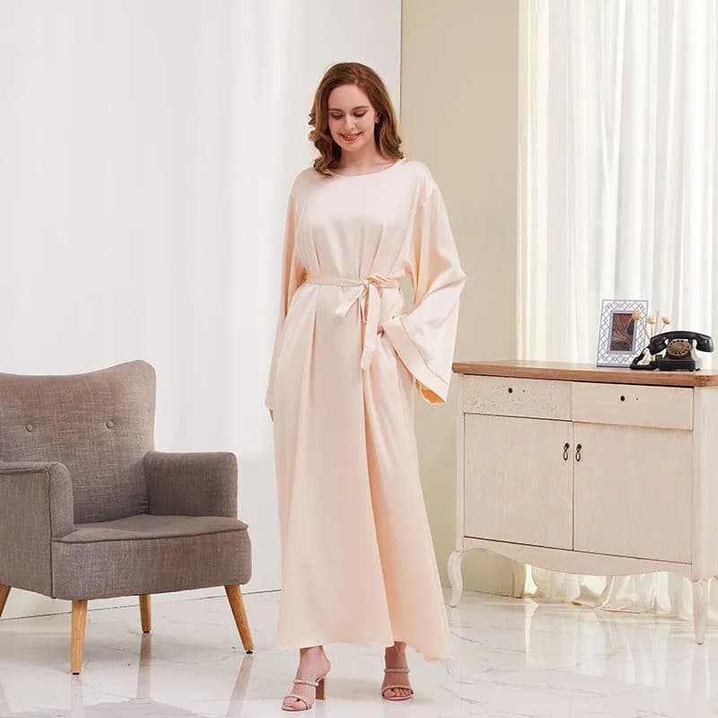 image-Cross-border tiktok Muslim clothes dress women's simple robe casual dress