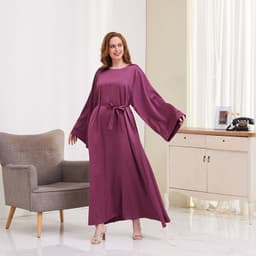 image-Cross-border tiktok Muslim clothes dress women's simple robe casual dress