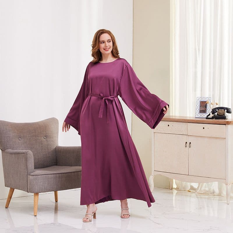 image-Cross-border tiktok Muslim clothes dress women's simple robe casual dress
