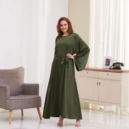 image-Cross-border tiktok Muslim clothes dress women's simple robe casual dress