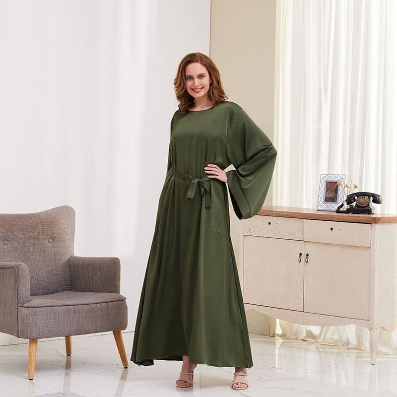 image-Cross-border tiktok Muslim clothes dress women's simple robe casual dress