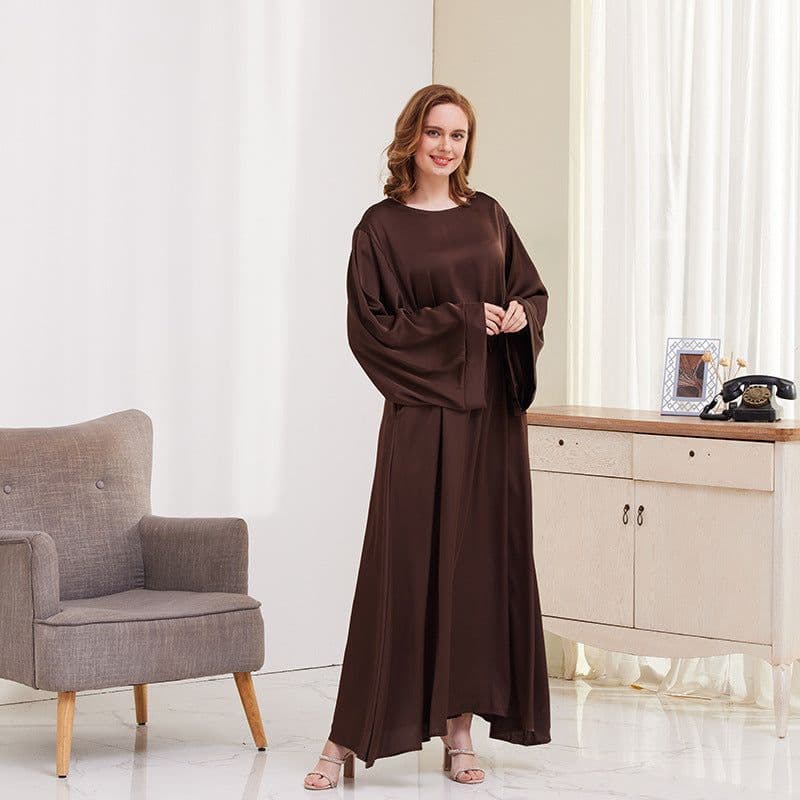 image-Cross-border tiktok Muslim clothes dress women's simple robe casual dress