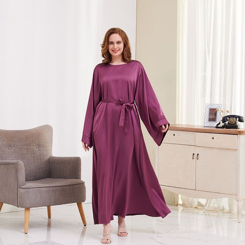 image-Cross-border tiktok Muslim clothes dress women's simple robe casual dress