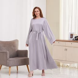 image-Cross-border tiktok Muslim clothes dress women's simple robe casual dress