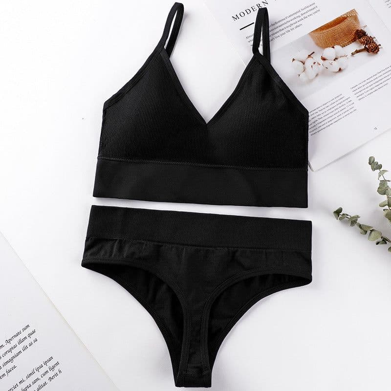 image-Cross-border push-up push-up sexy vest style underwear triangular cup thin French bra for women without steel rims beautiful back