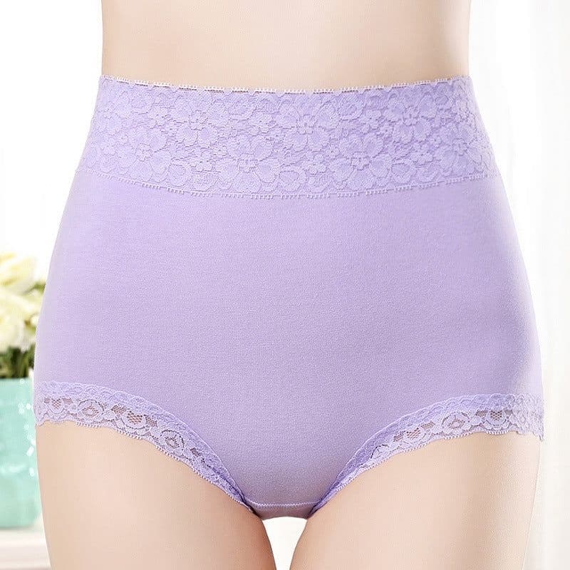 image-4 Pack Ladies Underwear Pure Cotton High Waist Abdominal Lift Hip Lace Women's Ladies Women's Women's Women's Women's Adults Send Mom