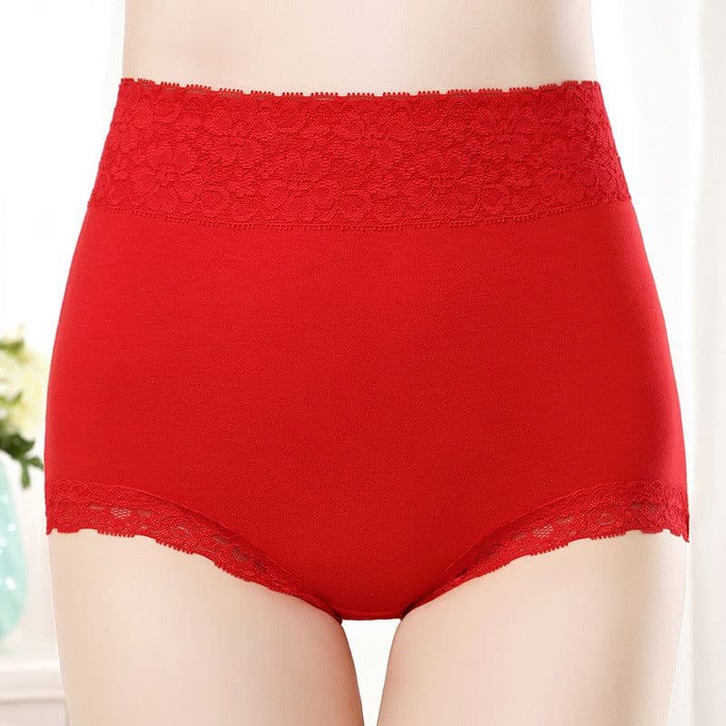 image-4 Pack Ladies Underwear Pure Cotton High Waist Abdominal Lift Hip Lace Women's Ladies Women's Women's Women's Women's Adults Send Mom