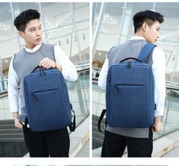 image-Business Backpack Men's Bag Laptop Bag Simple Commuting Casual Logo Printed Large Capacity Backpack Wholesale