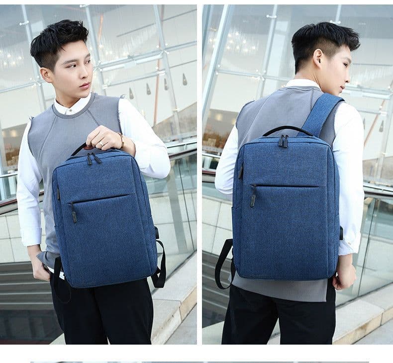 image-Business Backpack Men's Bag Laptop Bag Simple Commuting Casual Logo Printed Large Capacity Backpack Wholesale