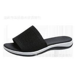 image-Cross-border foreign trade large size thick low slippers for women foreign trade polyurethane bottom lightweight fly-knit sponge cake low straight beach shoes