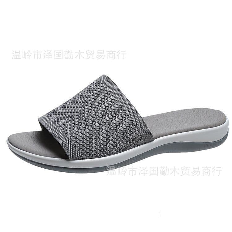 image-Cross-border foreign trade large size thick low slippers for women foreign trade polyurethane bottom lightweight fly-knit sponge cake low straight beach shoes