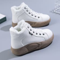 image-Platform High-Top Shoes Women's 2023 Popular Autumn Ins Fashionable Leather All-Matching Casual Women's Shoes Comfortable Sneaker 5895
