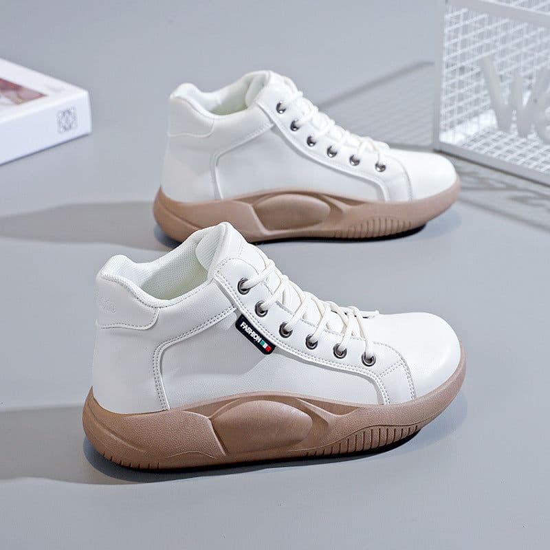 image-Platform High-Top Shoes Women's 2023 Popular Autumn Ins Fashionable Leather All-Matching Casual Women's Shoes Comfortable Sneaker 5895