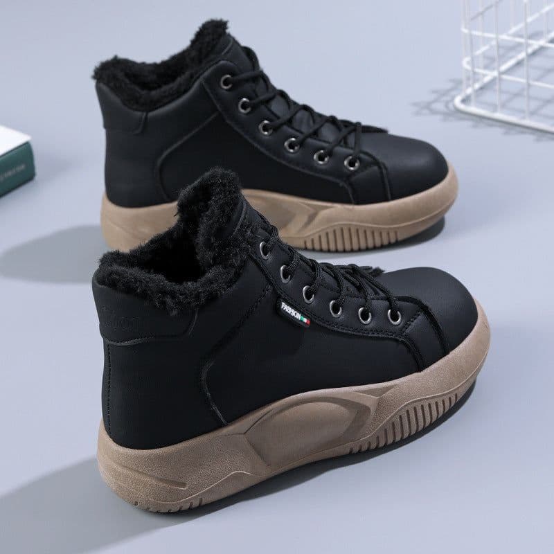 image-Platform High-Top Shoes Women's 2023 Popular Autumn Ins Fashionable Leather All-Matching Casual Women's Shoes Comfortable Sneaker 5895