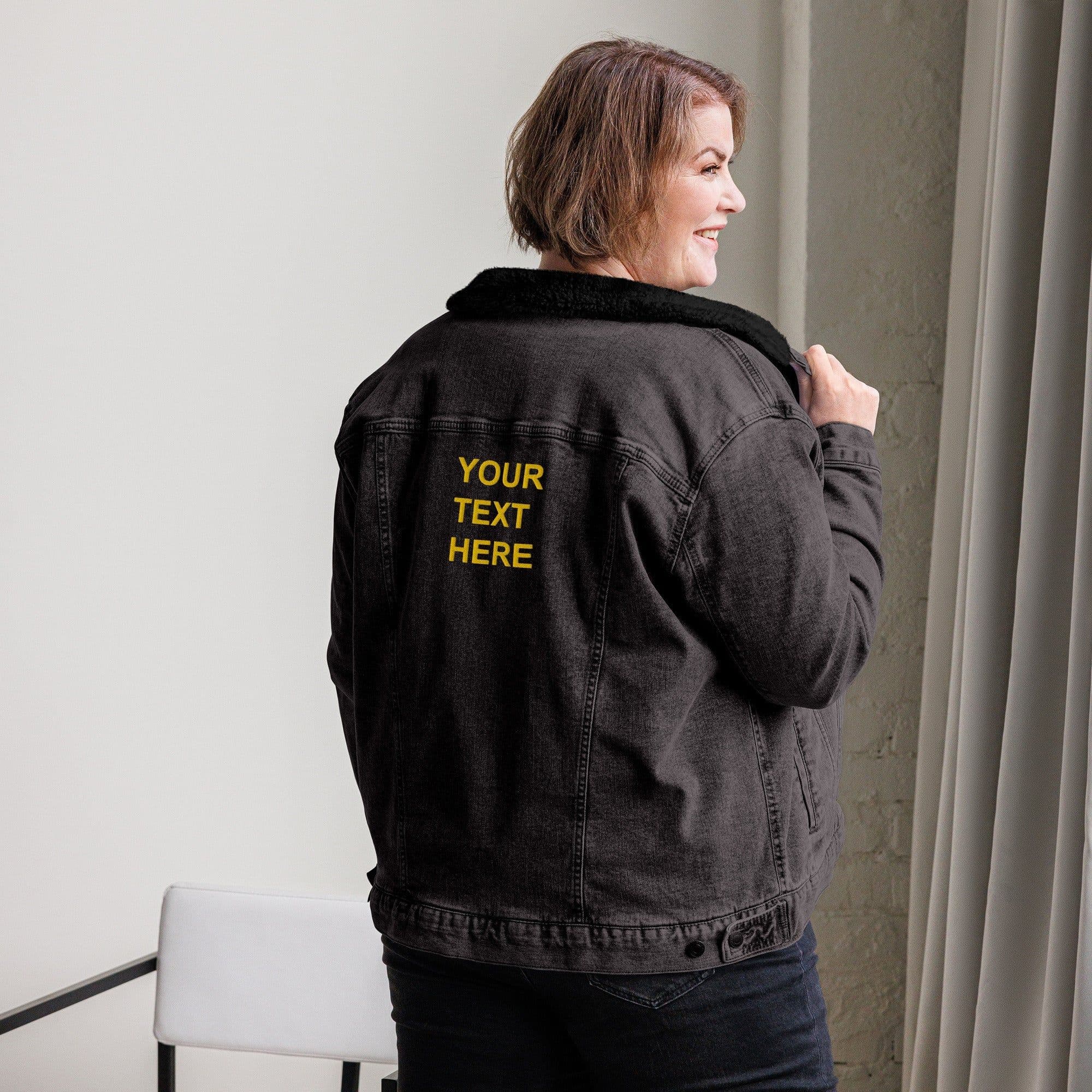 image-Personalized Embroidered Denim Jacket , Custom Denim Jacket,